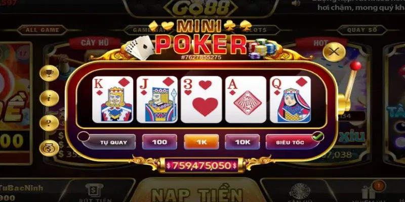 Chơi mini game poker hấp dẫn go88
